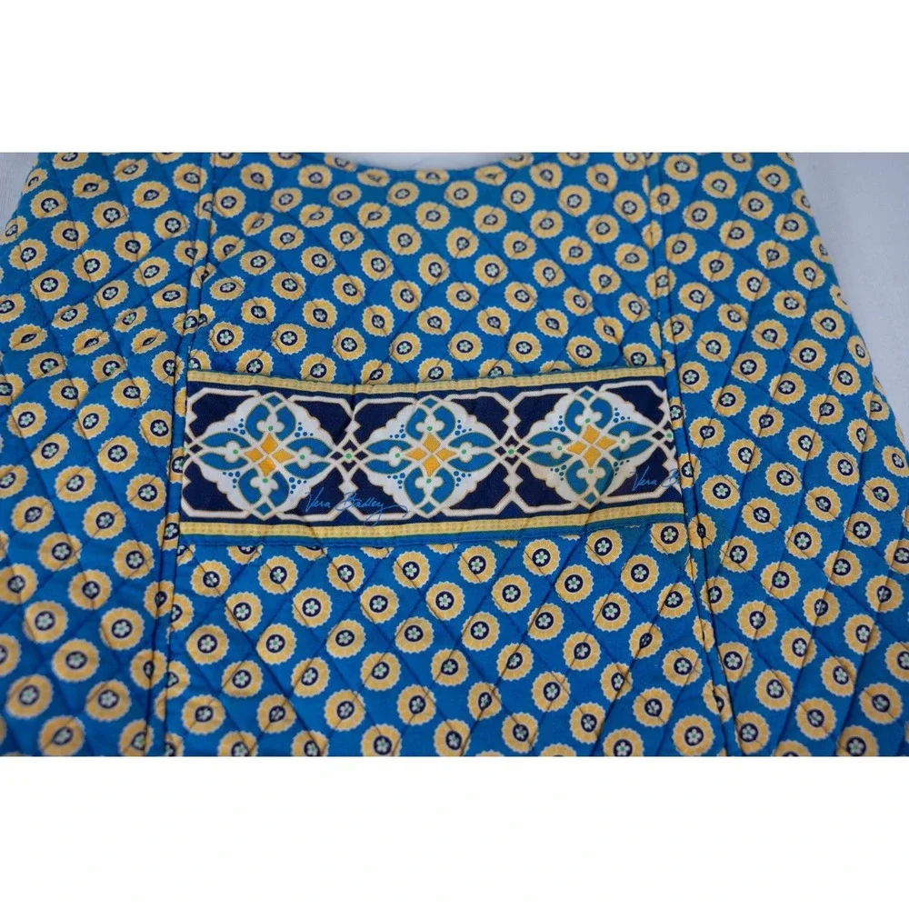 Vera Bradley‎ Curvy Tote Bag Riviera Blue Yellow Good Quilted Shoulder Floral